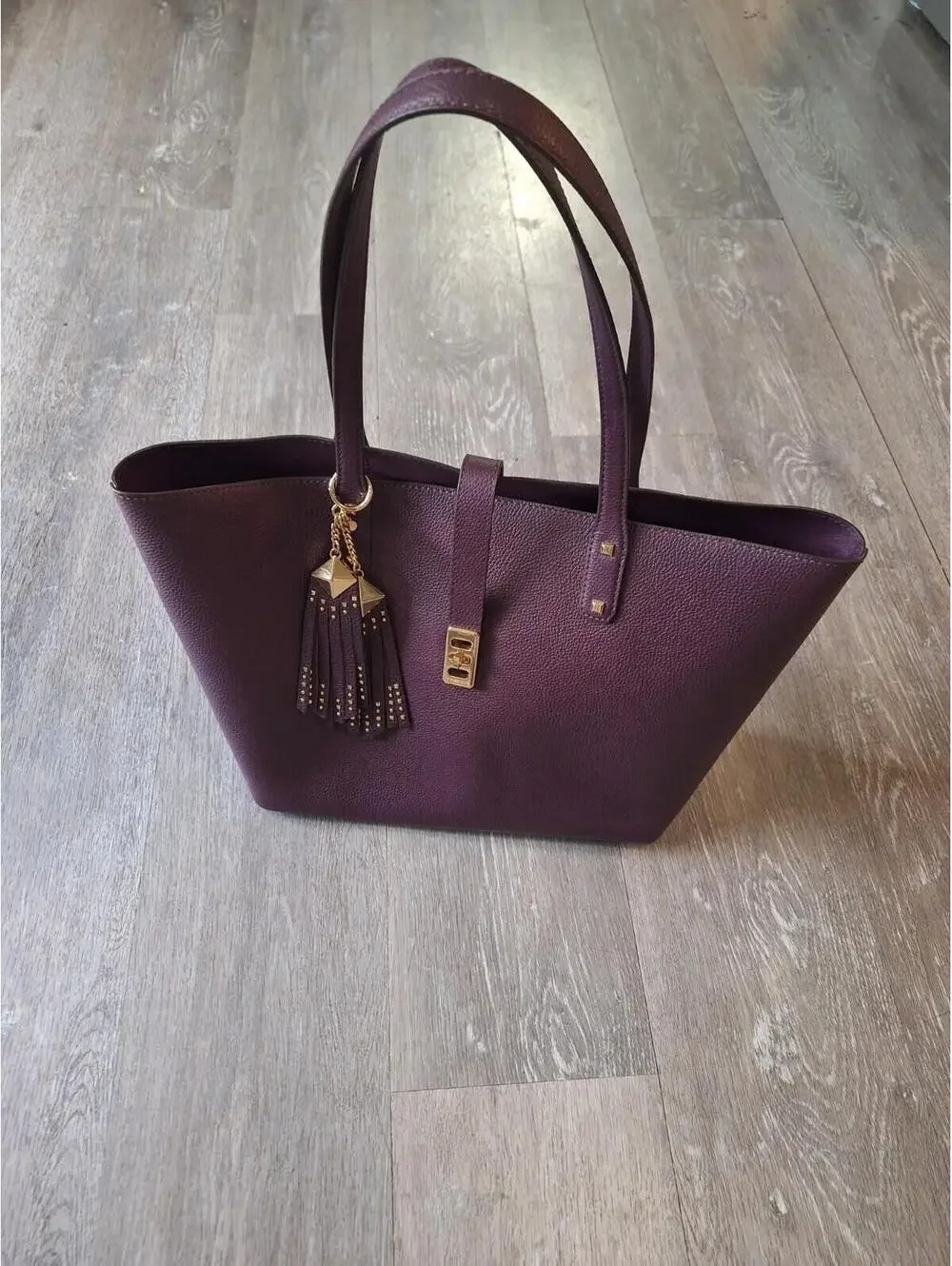 Michael Kors Karson Purple Carryall Large Tote Bag, Gold Hardware Studded Tassel - Picture 6 of 9